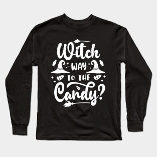 Witch Way to the Candy Halloween Witch Candy Lover Kids Long Sleeve T-Shirt